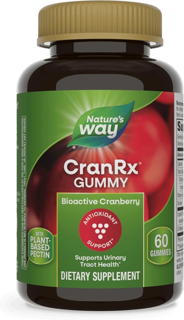 Nature's Way CranRx Cranberry Gummies、Urinary Tract Health Support*、D-Mannose、ビタミンC、60 Gummies(パッケージ5月Vary)と100%の全クランベリー果実濃縮物
