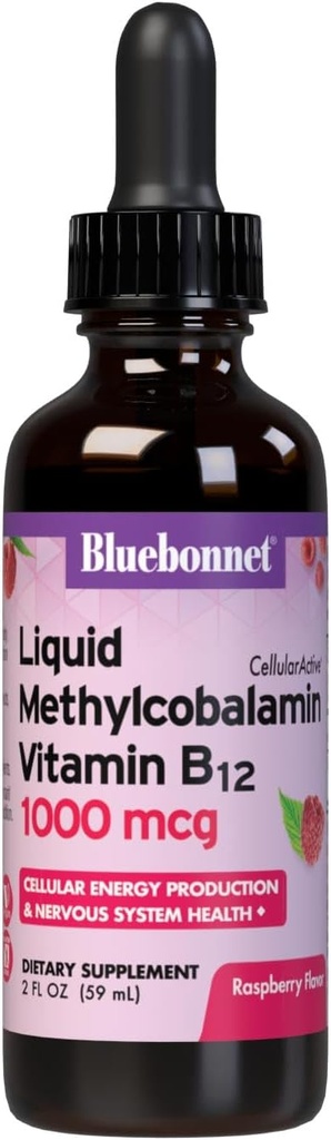 Bluebonnet栄養液体セルラー活性MethycobalaminビタミンB12、1000mcg、セルラーエネルギー生産と神経系の健康、大豆フリー、グルテンフリー、酪農場フリー、ビーガン、2OZ、59サービング