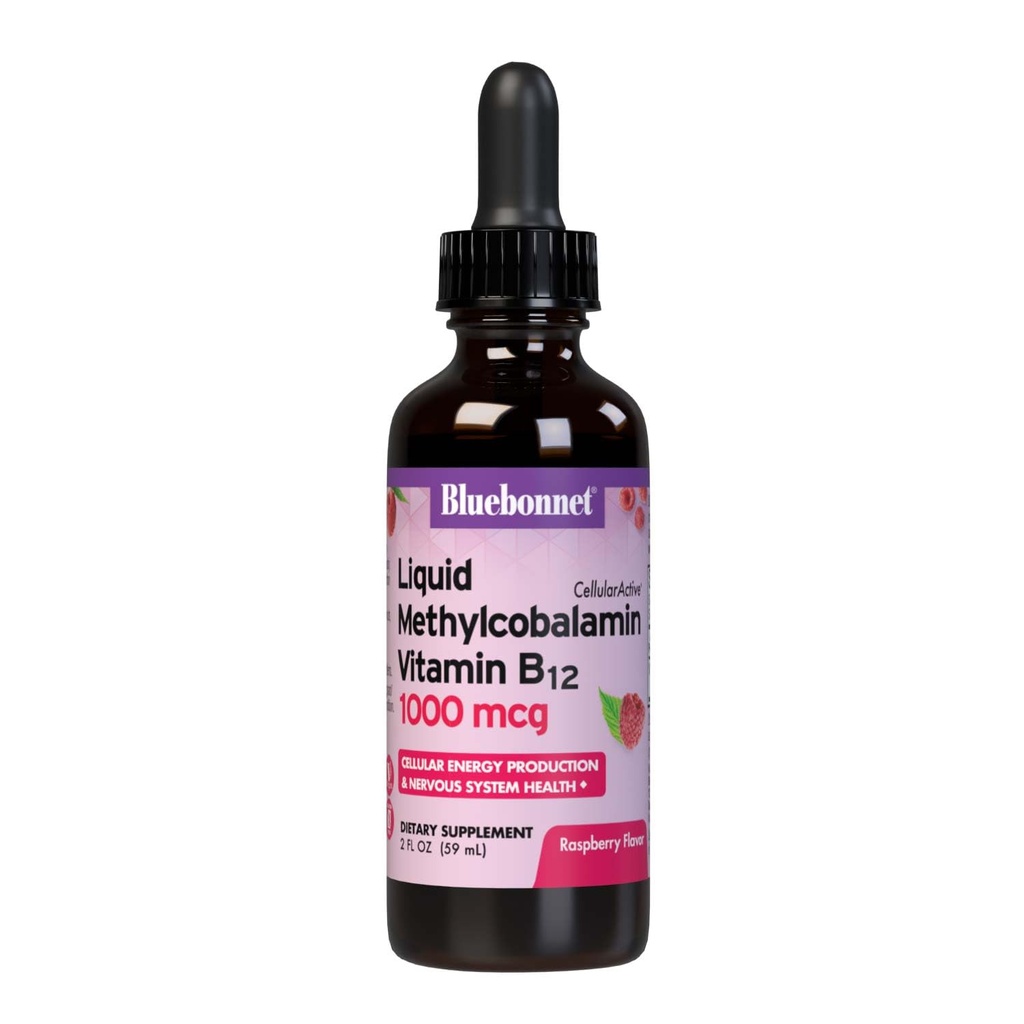 Bluebonnet栄養液体セルラー活性MethycobalaminビタミンB12、1000mcg、セルラーエネルギー生産と神経系の健康、大豆フリー、グルテンフリー、酪農場フリー、ビーガン、2OZ、59サービング