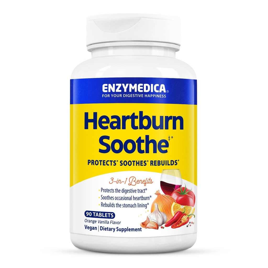 Enzymedica, Heartburn Soothe, Fast-Acting Digestive Aid, バニラオレンジ, 90 Chews (45 人前)
