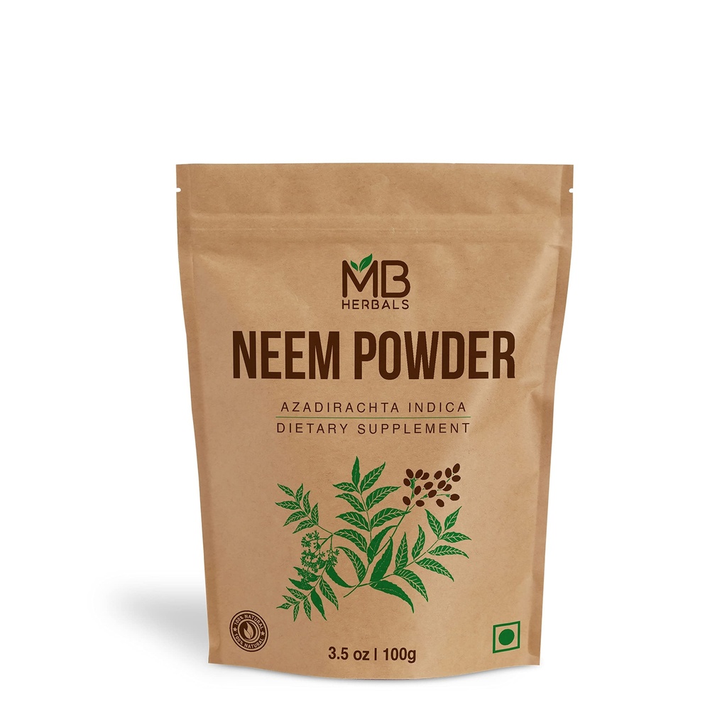 MBの草の純粋なNeemの葉の粉100グラム/3.5のoz   Azadirachtaのインディカ 野細工のビターのニームの補足の皮および毛の心配