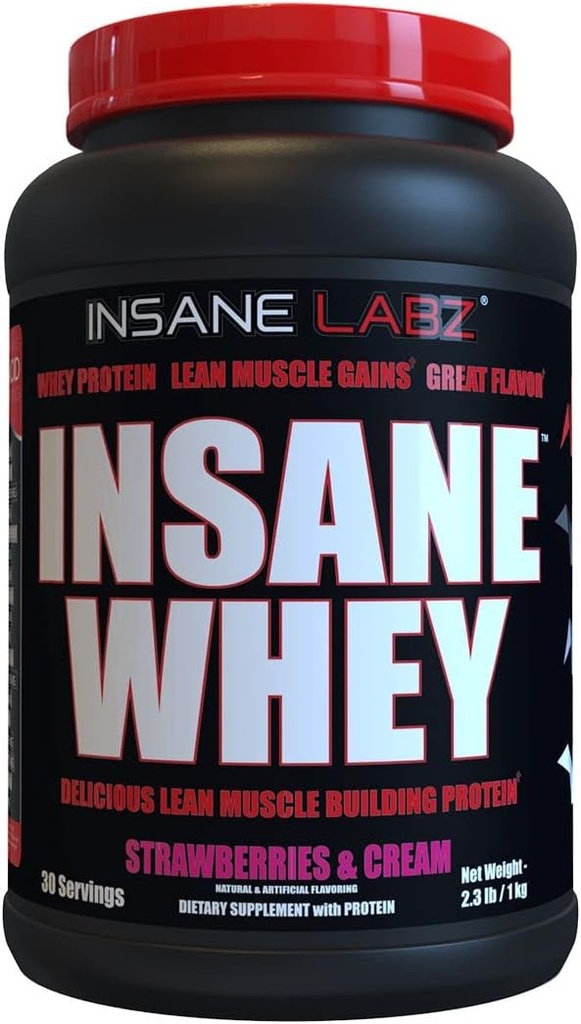 Insane Labz Insane Whey、100%の筋肉建物の乳蛋白質、BCAAのアミノ酸のプロフィール、固まりの利益、食事の取り替え(フルーツ及びクリーム、30のサービング)