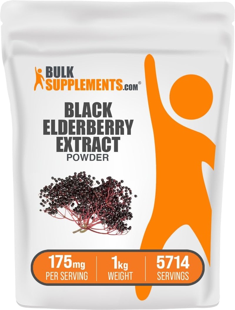 BulkSupplements.com エルダーベリーエキスパウダー - エルダーベリーは、ブラックエルダーベリー、免疫サポートサプリメントから供給 - グルテンフリー - 175mg/サービング、1kg(2.2ポンド)あたり(パッケージ1)