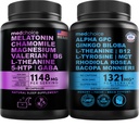 MEDCHOICE睡眠メラトニン(90ct)と向知性脳(60ct)サプリメントバンドル - 眠りのためのウェルネスデュオ, 脳, フォーカス, & 気分のサポート - ビーガン, 非GMO, グルテンフリー