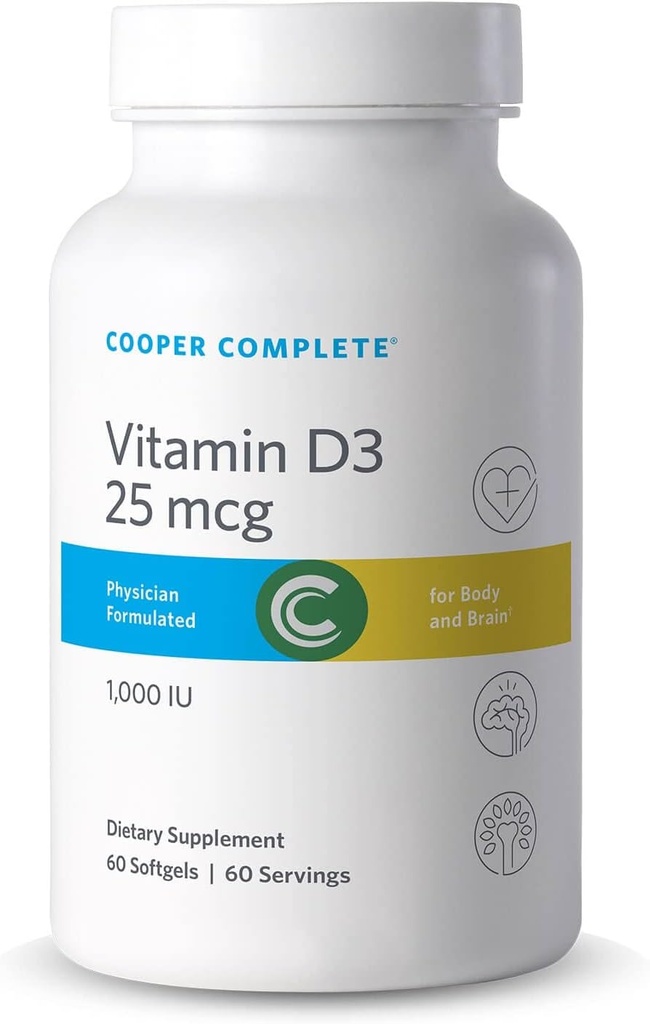 クーパーコンプリート - ビタミンD3 25 mcg(1000 IU) - 消化しやすい - 60 Softgelsパック1