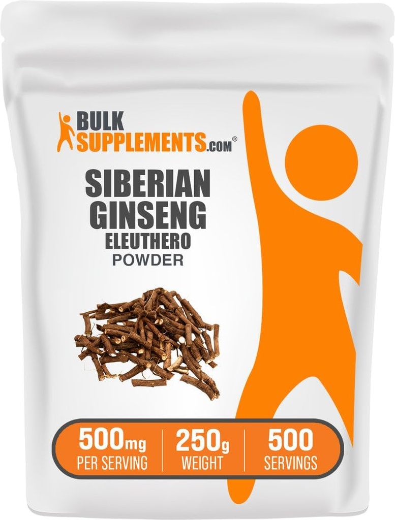 BulkSupplements.com Eleutheroパウダー - Siberian Ginsengパウダー、Eleutherococcus sendicosus、Ginsengハーブサプリメント - グルテンフリー、500mg/サービング、250g(8.8オンス)(パッケージ1)