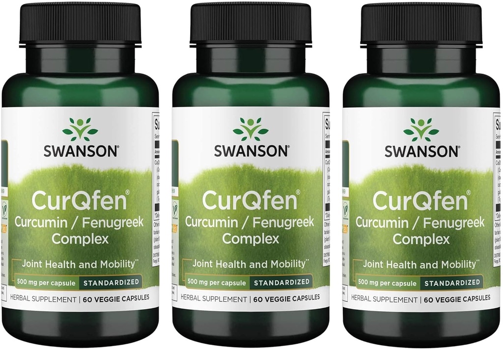 Swanson によって制御される解放の Curqfen の Curcumin/Fenugreek の複合体 60 の Veg のカプセル (3 のパック)