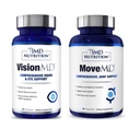 1MD栄養MoveMD&VisionMDジョイントサポート&アイケア - コラーゲン、ヒアルロン酸、アスタキサンチン、OptiLut Lutein、ゼアキサンチン
