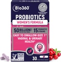 女性の腟の健康のためのBio360のプロバイオティクス - pHバランス、腟、尿素および消化器の健康を支えて下さい - 50の鋼片CFU及び健康な腟の臭気及び腟のFloraのための15の独特な緊張-棚の馬小屋