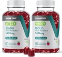 毛、皮および釘のためのVITEEYのBiotinのグミies 5,000mcg - 砂糖は放します - 毛の成長のグミ、健康な皮の白、強い健康な釘の成長 - 完全菜食主義者のグルテンフリー、ゼラチンの自由なChewable Raspberryの味