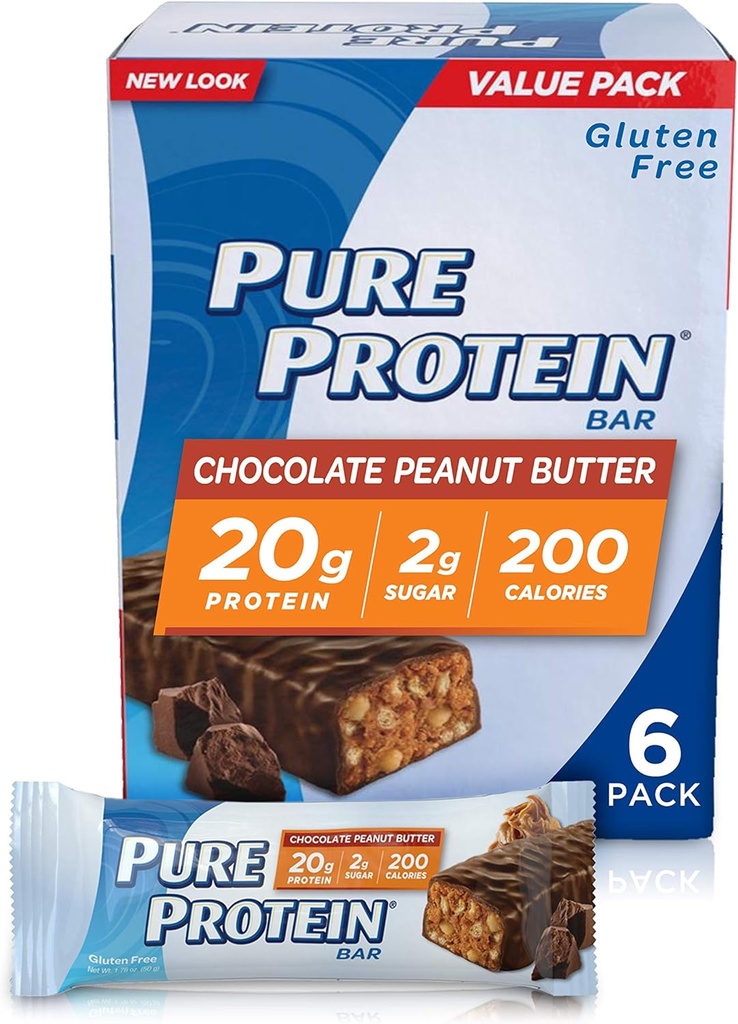 純粋なタンパク質 - 高タンパク質バー チョコレートピーナッツバター - プロテインバー - -20 バーごとのタンパク質のグラム-グルテンフリー--6-1.76-オンスバー