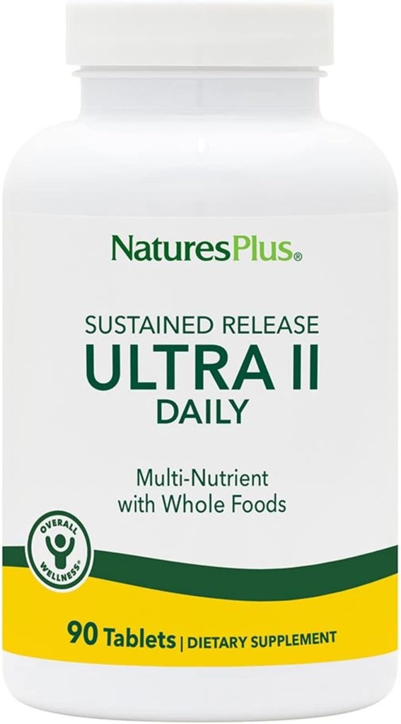 NaturesPlus Ultra II Daily - 90 Tablets - Multivitamin with Whole Foods for Overall Well-Being - Supports Energy & Immune Health - Sustained Release - 90 Servings