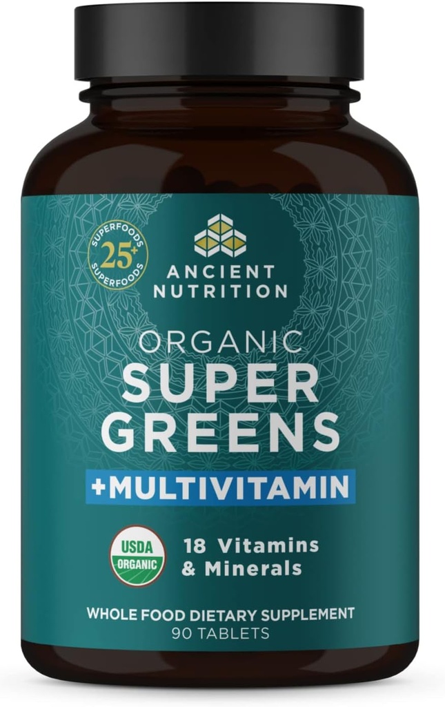 古代栄養のSupergreensのMultivitaminのタブレット、実質のフルーツ、野菜およびハーブからなされるMultivitaminsの有機性Superfoodの粉、消化およびエネルギー サポートのための、90の計算