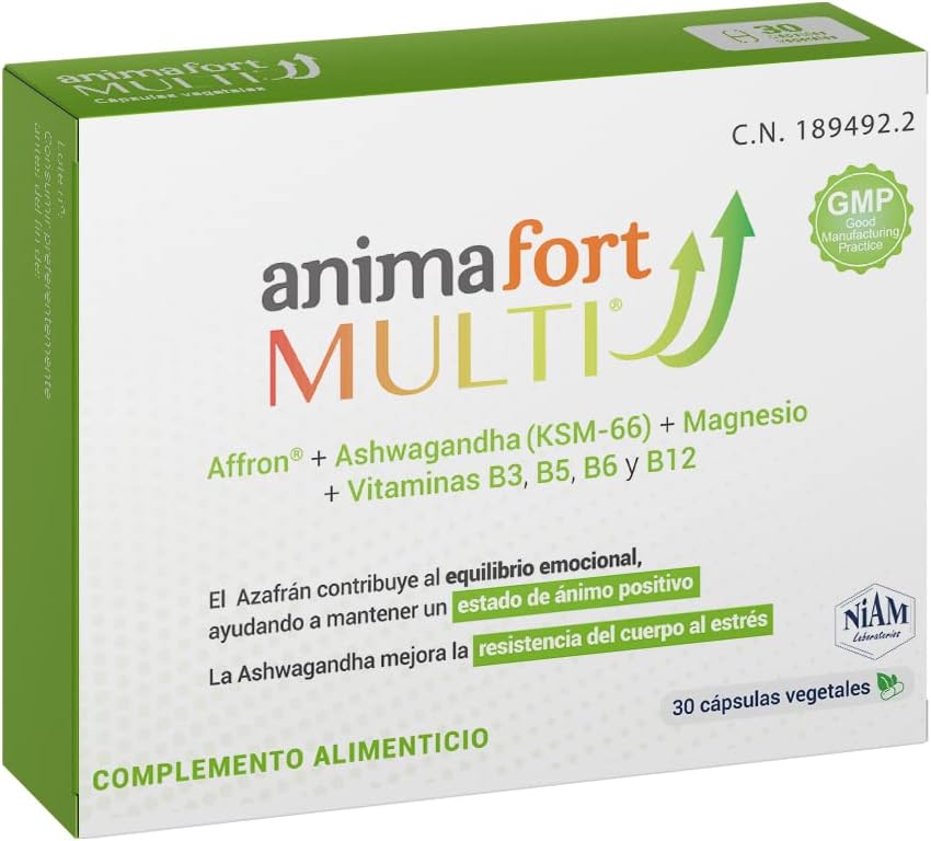Animafort マルチ-Cápsulas Vegetales con Affron、5-HTP、Magnesio y Vitaminas B