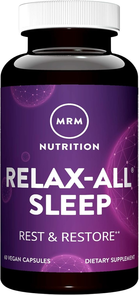 MRM Nutrition Relax-All ® Sleep | 眠りに落ちるのに役立ちます | 休息 + 休眠 | メラトニン + アシュワガンダ付き| うまいもしないで眠る | ヴィーガン + グルテンフリー | 30 摂食