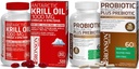 Bronson Probiotic 50 Billion CFU + Appleのポリフェノール及びパイナップルのフルーツのExtracのAntarctic Krillオイル1000 mg Omega-3s EPA DHA