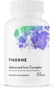 THORNE - アドバンストアイアンコンプレックス - 完全な血液サポートフォーミュラ* - 最適な吸収のための元素鉄、葉酸、BおよびCビタミン - ケラト鉄サプリメント - グルテン、酪農場&大豆フリー - 60カプセル