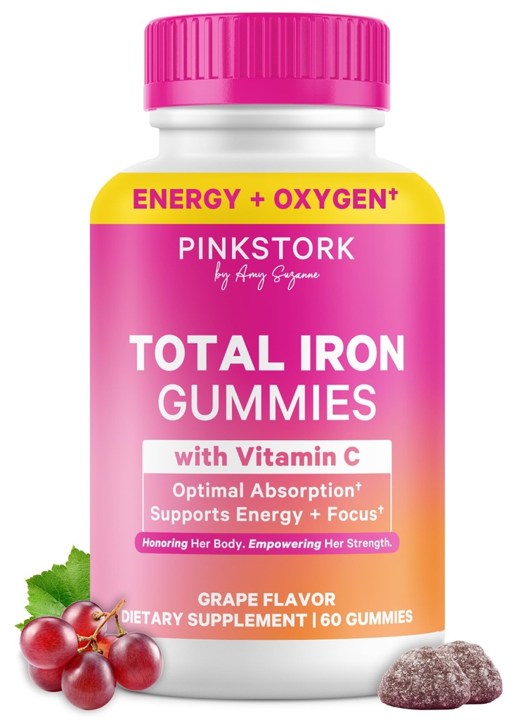女性のためのピンクの嵐の胎児の鉄の補足のガミー - ビタミンCの20のmg - 欠乏、エネルギーおよび血の建築者のためのブドウのChewable - 60のGummy Chews