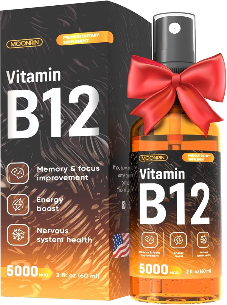 B12液体スプレー - ビタミンB12はエネルギーと神経機能のために低下します - サポート脳、メモリ、気分、B12の皮下ビタミンと免疫システム - 最大強度ビーガンB12サプリメント - 2 Fl Oz