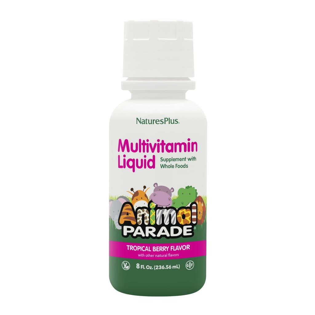 NaturesPlus動物パレード子供用液体マルチビタミン - トロピカルベリー風味 - 8 fl oz - 全フードサプリメント - ベジタリアン、グルテンフリー - 16 サービング