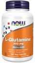 NOW食品は、Lグルタミン500mg、窒素トランスポーター*、アミノ酸、120ベジカプセルを補います