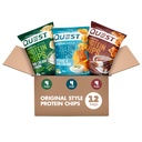 Quest Nutrition Protein Chips バラエティパック、バーベキュー、チェダー&サワークリーム、サワークリーム&オニオン、ハイプロテイン、ロー炭水化物、1.1オンス(12パック)