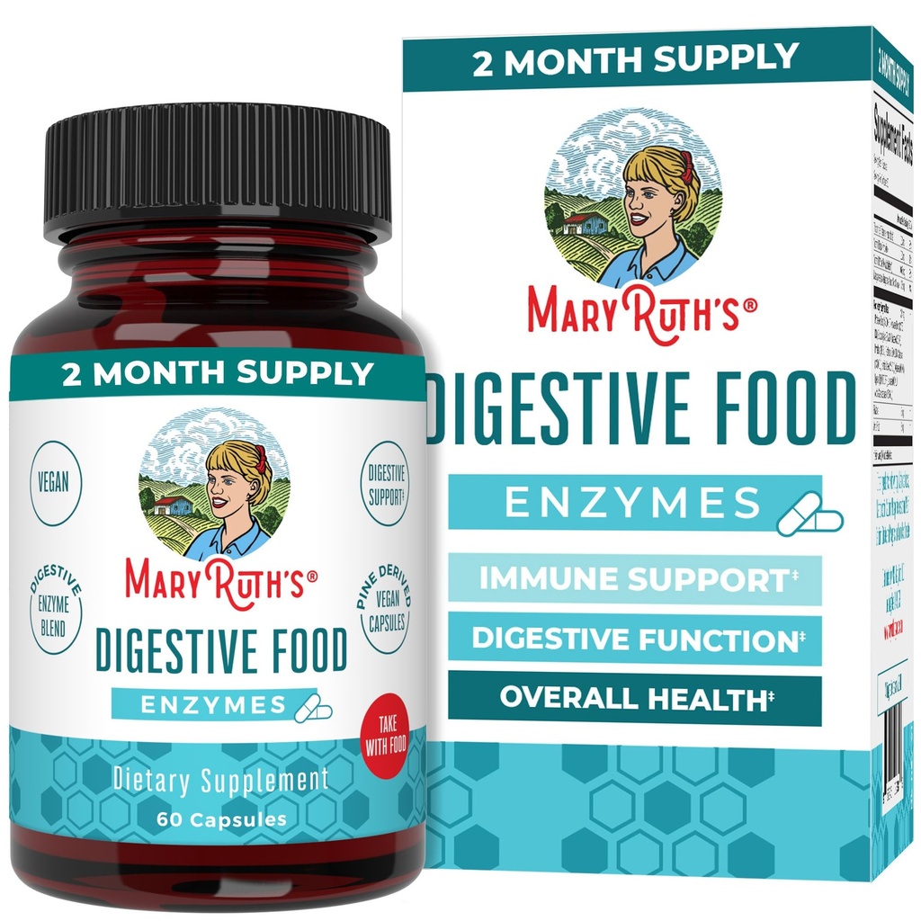 MaryRuth Organics 消化酵素 | 最大2ヶ月の供給 | ビーガン消化健康補助食品と腸の健康酵素コンプレックス | 12以上の酵素 | ビタミンB6 & B12