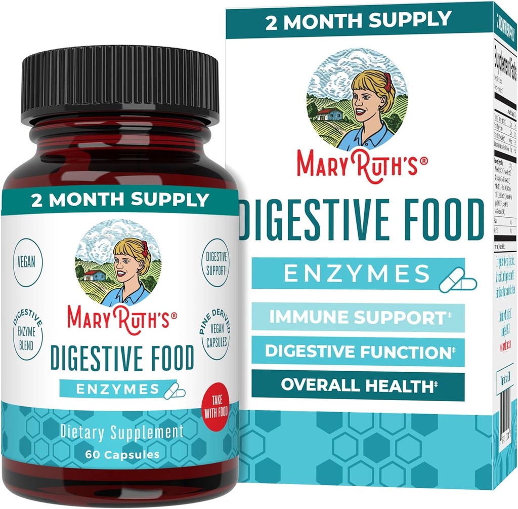 MaryRuth Organics 消化酵素 | 最大2ヶ月の供給 | ビーガン消化健康補助食品と腸の健康酵素コンプレックス | 12以上の酵素 | ビタミンB6 & B12