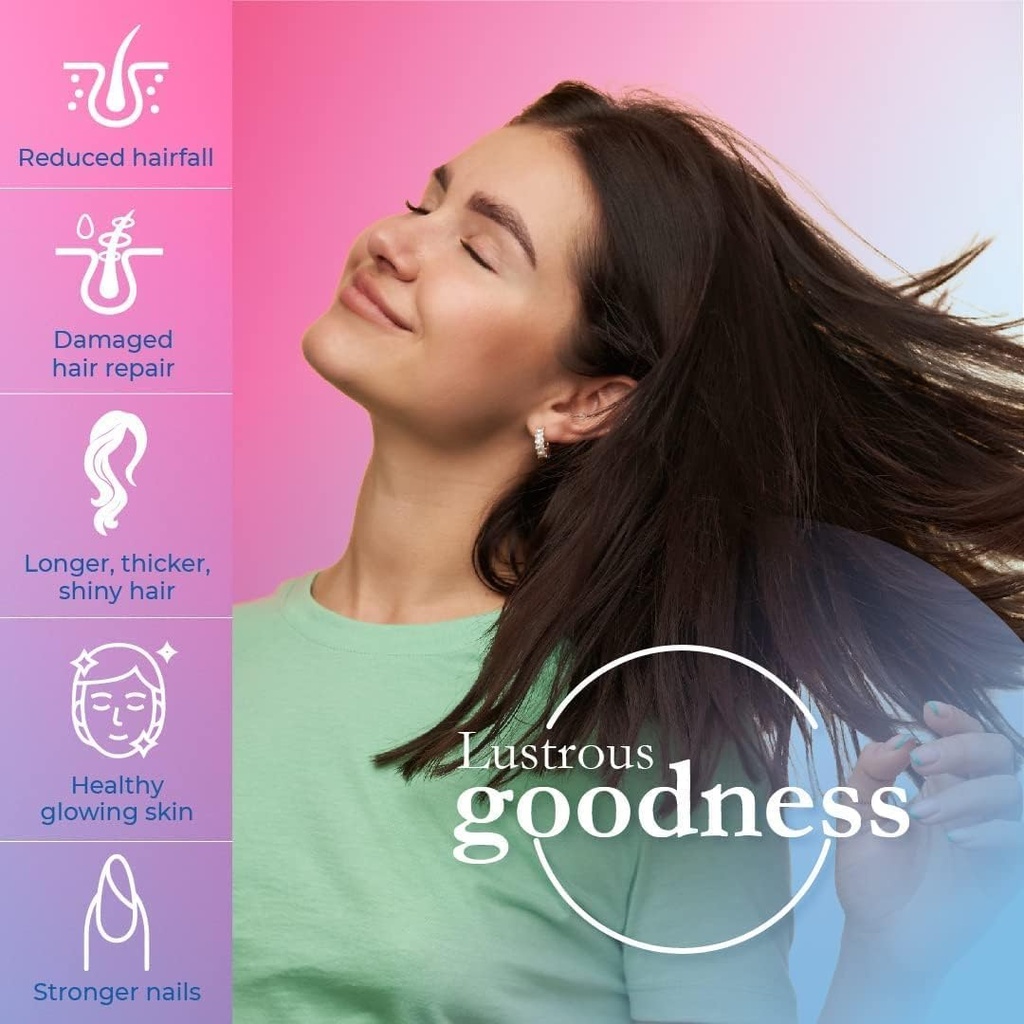 髪・皮膚・爪のビオチン錠 | 男性・女性向けビタミンB7錠 | 毛の成長のためのビタミン | 副作用なし(60錠)