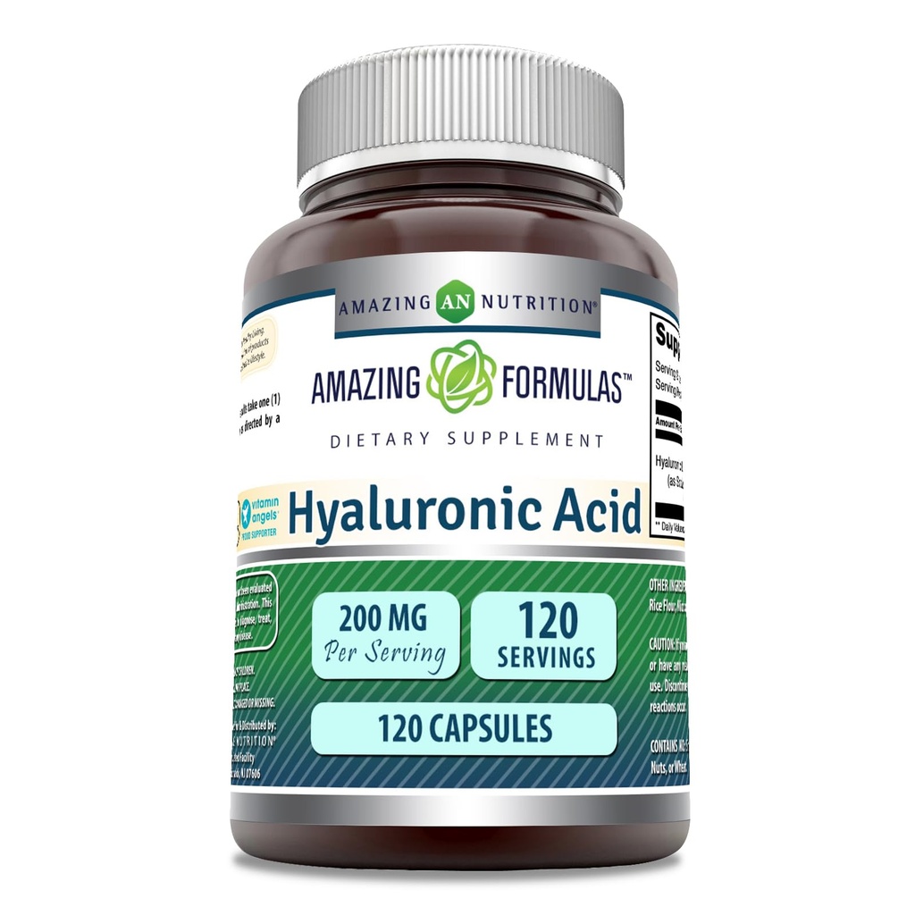 アメージングフォーミュラ ヒアルロン酸サプリメント | サービングあたり200 Mg | 120カプセル | ノンGMO | グルテンフリー | アメリカ製