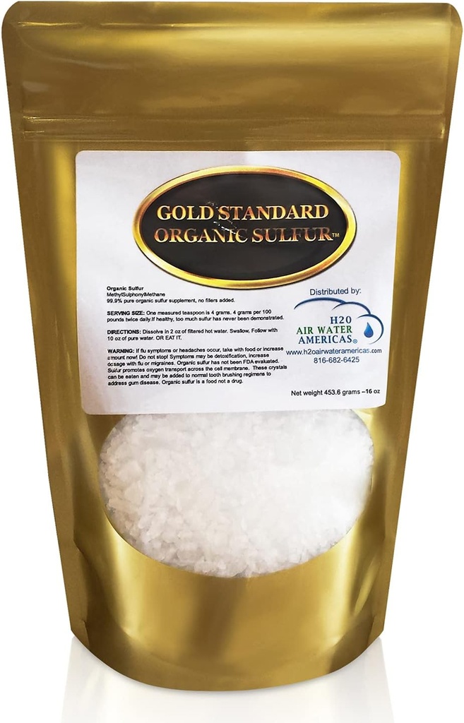 Gold Standard Organic Sulfur Crystals 1lb - 99.9% Pure MSM - High-Purity MSM Supplement Powder - Large Granular Flakes - 3rd Party Tested for Purity