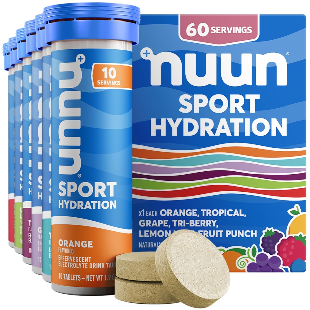 Nuunのスポーツはマグネシウム、カルシウム、カリウム、塩化物及びナトリウム、グルテンフリー及びビーガン、混合された味、6パック(60のサービングの合計)が付いている電解物のタブレットを錠剤にします