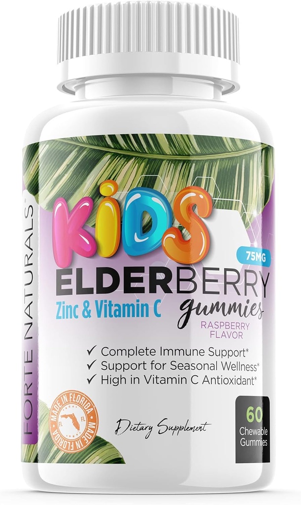 キッズエルダーベリーグミー + ビタミンC + エキナセア & 蜂プロポリス 子供のMultivitamin Gummy Chews chewable Immune USA Gluten Free Non GMO 60 Gummy Whole Foods Marketで作られたサポート