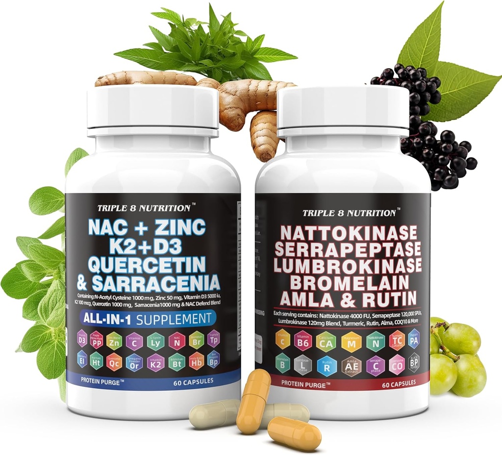 Protein Purge 28 Supplements Formula Nattokinase Bromelain NAC Blend Turmeric Curcumin