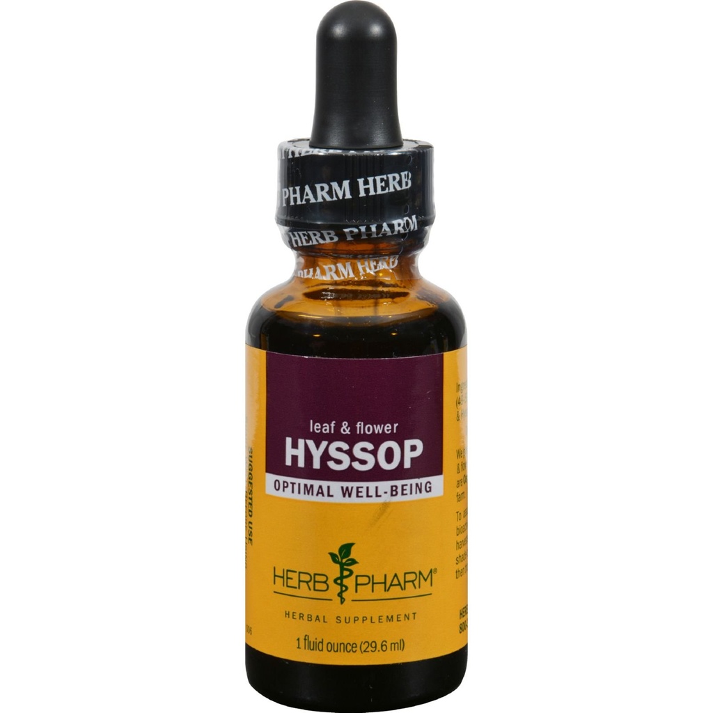 Herb Pharm は有機の Hysop の液体のエキス- 1 つの Ounce を証明しました