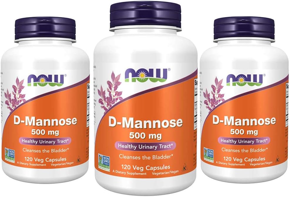 NOWフーズサプリメント、D-Mannose 500mg、非GMOプロジェクト検証、健康な尿路*、120ベジカプセル(パッケージ3)