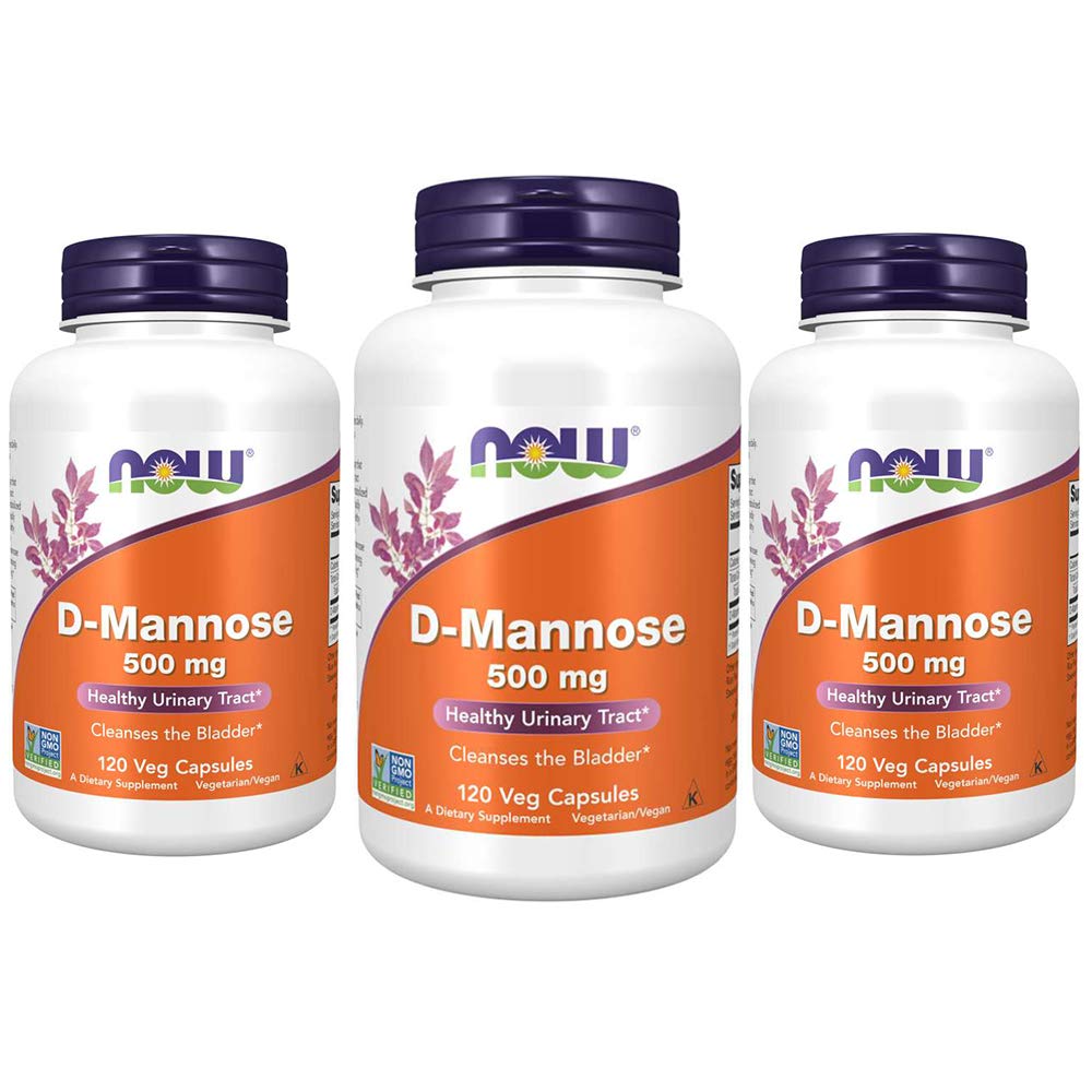 NOWフーズサプリメント、D-Mannose 500mg、非GMOプロジェクト検証、健康な尿路*、120ベジカプセル(パッケージ3)
