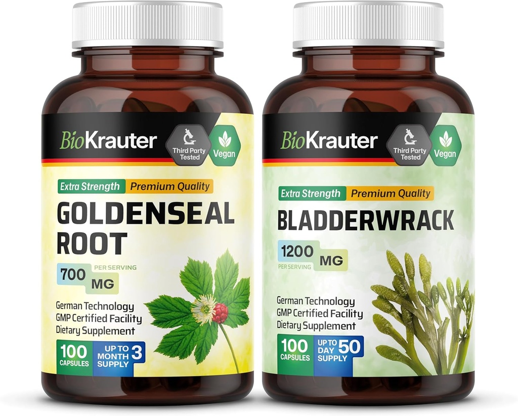 BIO KRAUTER ゴールデンシール 100 カプセル & Bladderwrack 100 カプセル