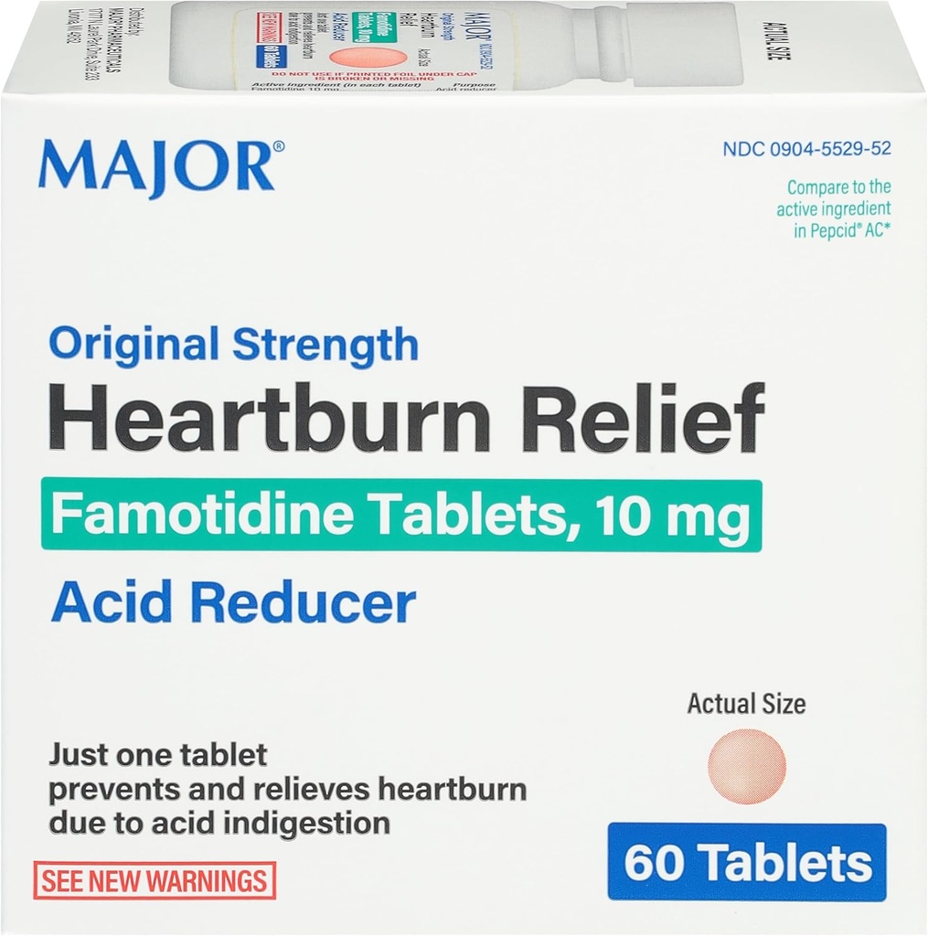 主要な元の強さのHeartburnの救助-Famotidineのタブレット、10のmg -酸の減力剤- 60のタブレット
