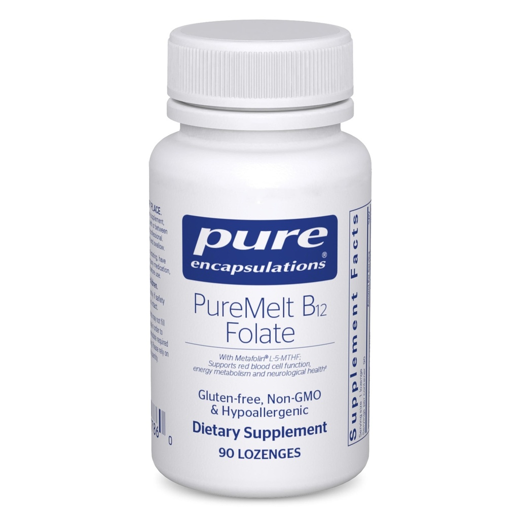 純粋なカプセル化PureMelt B12 Folate - L-5-MTHF - Metabolismサポート&赤血球機能* - 非GMO&ビーガン - 90 Lozenges