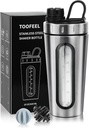 TOOFEEL Shaker Bottles for Protein Mixes 28 oz Stainless Steel Protein Shaker with 2 Mixing Ball, Not Stays Cold/Hot, Visible Window Metal Shaker Cups, Leakproof, BPA Free Bottle Shaker