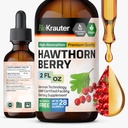 BIO KRAUTER® Hawthorne ベリー サプリメント - 純粋なビーガン Hawthorn ベリー 液体ドロップ 655 mg/サービング 2 Fl.Oz 28 供給日 - 全体サポートと毎日のウェルネス - アルコール&砂糖無料
