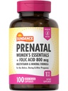 サンダンスプレナタルマルチビタミン | 葉酸で | 100 クイックリリースカプセル | 800 mcg | 非GMO グルテンフリー 女性用サプリメント