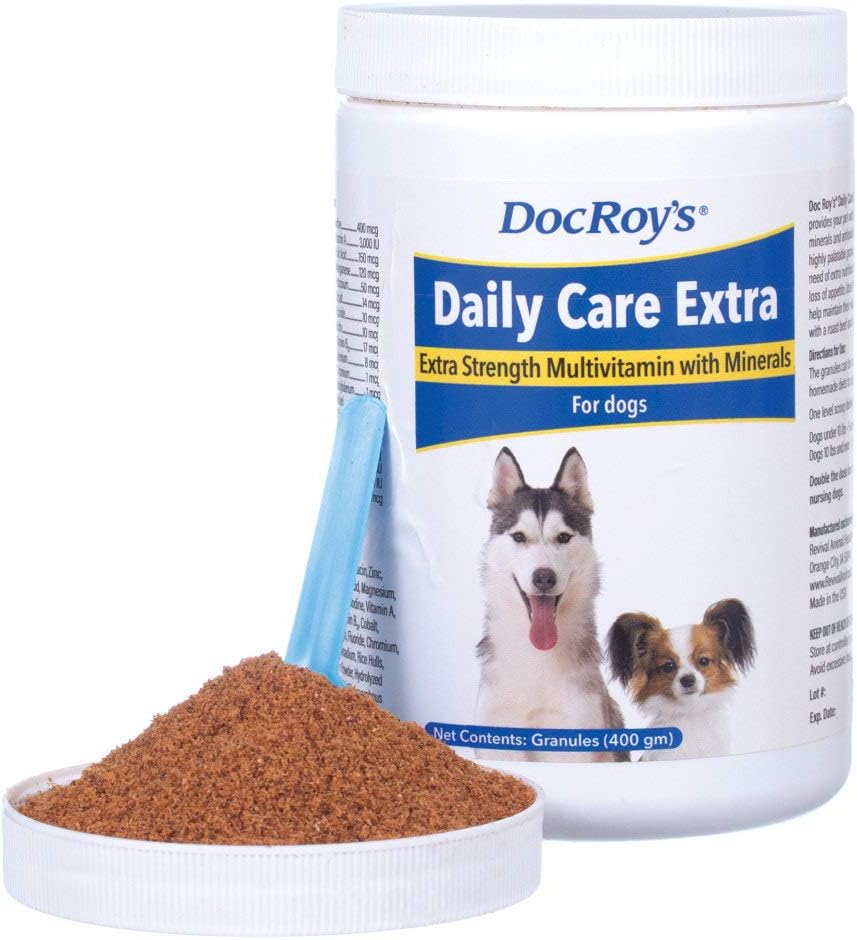 Doc Royの毎日の心配の余分、犬、サポート エネルギー、免疫力、筋肉、骨および頭脳の健康のための高度のMultivitaminはビタミンA C D3 EのBの複合体、鉄亜鉛マグネシウムのヨウ素を、米国400 gmで作りました提供します