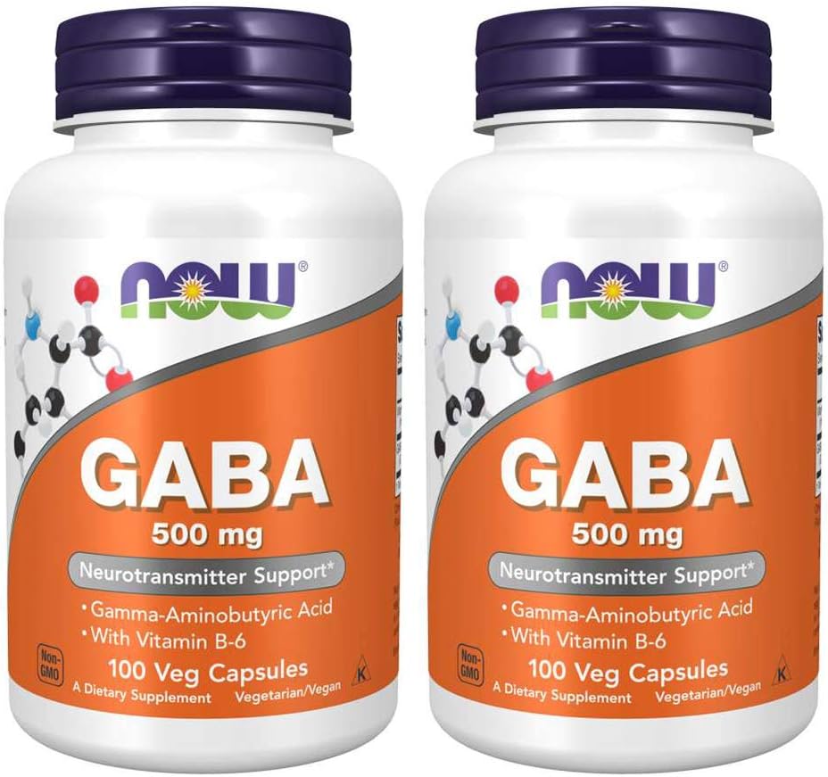 NOW Gaba 500mg,100 Count (Pack of 2)