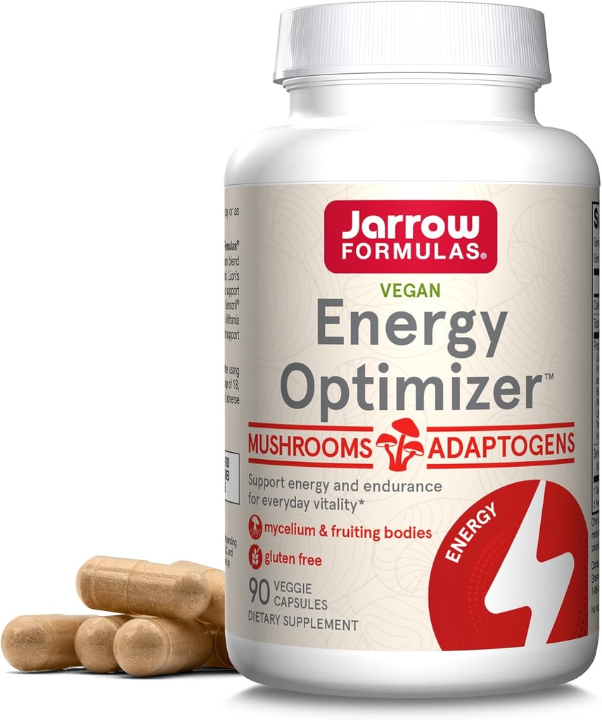 Jarrow Formulas Energy Optimizer with Cordyceps, Reishi, Lion's Mane, Shiitake, King Trumpet, and Turkey Tailmash, Ashwagandha, 90 Veggie Capsule, 30 Day Supply   リードエグジビションジャパン