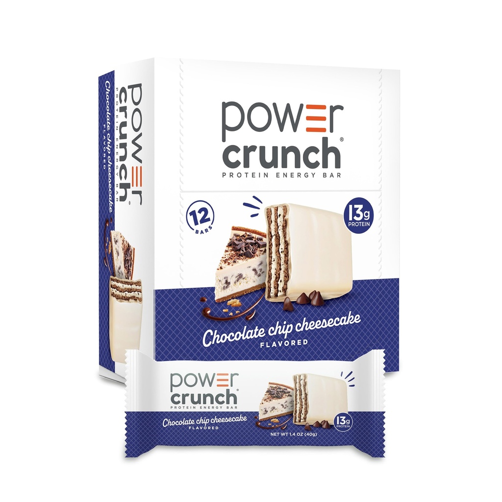 パワークランチプロテインウエファーバー、おいしい味、チョコレートチップチーズケーキ、1.4オンス(12カウント)のハイプロテインスナック