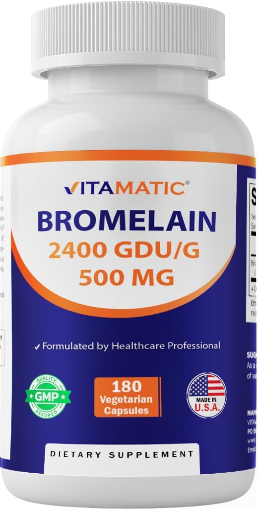 Vitamatic Bromelainの補足500mg - 2400 GDU/g - 180のカプセル