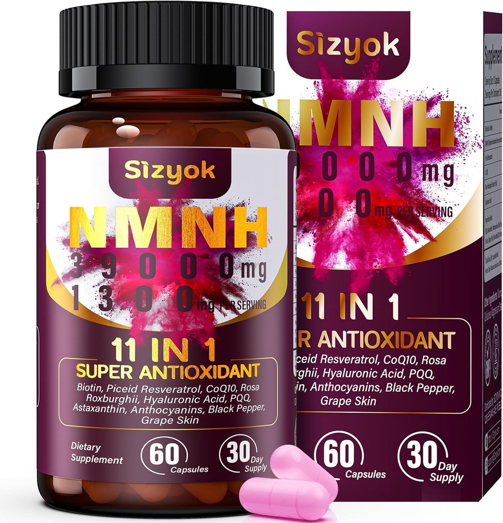 NMNH の補足(Dihydronicotinamide Mononucleotide) 600mg、NAD Resveratrol、CoQ10、Biotin及びHyaluronic酸と補って下さい サポート細胞エネルギー、Metabolism及び皮のウェルネス、60のカプセル、ピンク