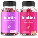NutraChamps 毛、皮及び釘のための完全なBiotinの束。 バイオチン&ビオチン+